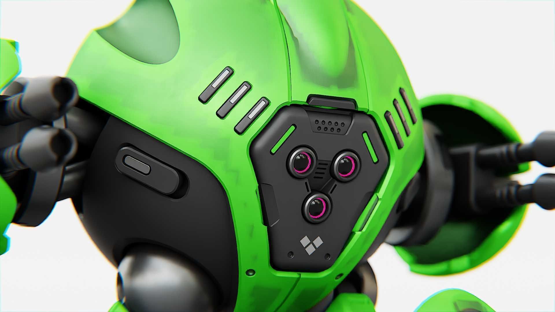 BATTLE DROID GREENGEM   RIGGED 3D model_21