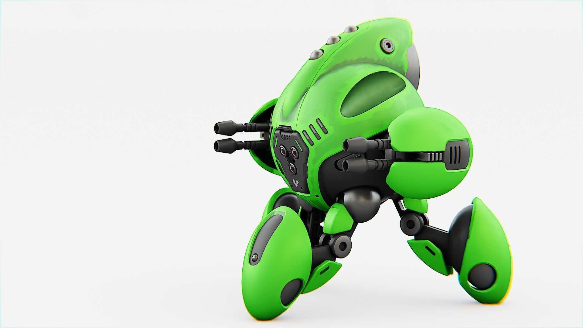 BATTLE DROID GREENGEM   RIGGED 3D model_10