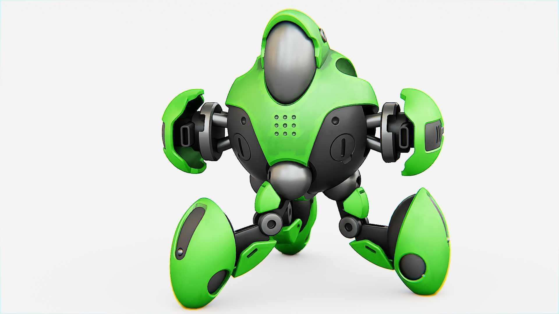 BATTLE DROID GREENGEM   RIGGED 3D model_7