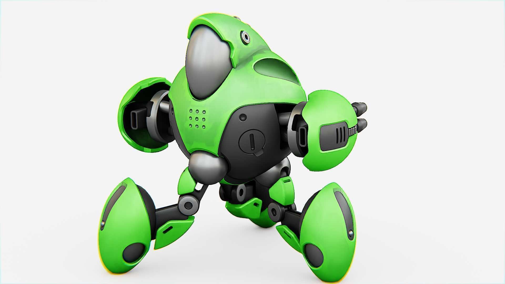 BATTLE DROID GREENGEM   RIGGED 3D model_9