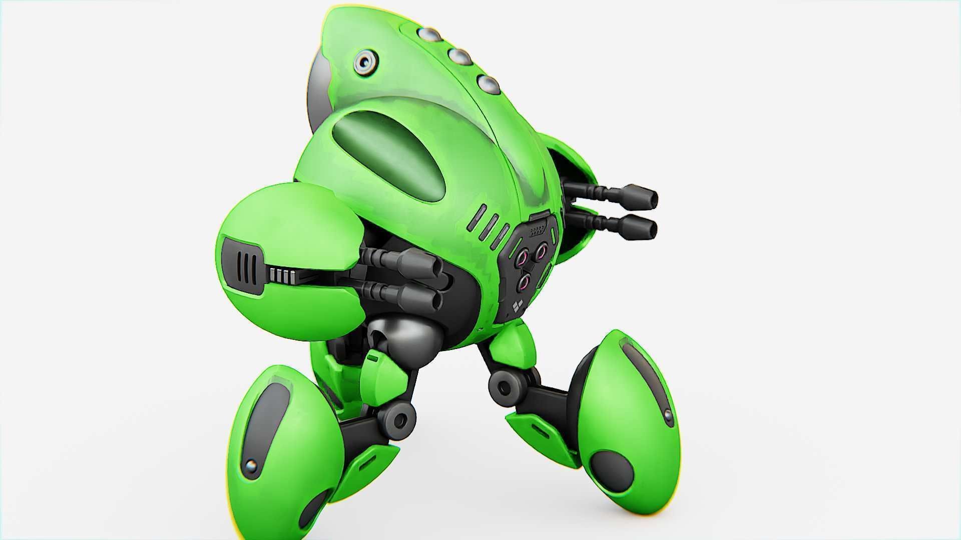 BATTLE DROID GREENGEM   RIGGED 3D model_13