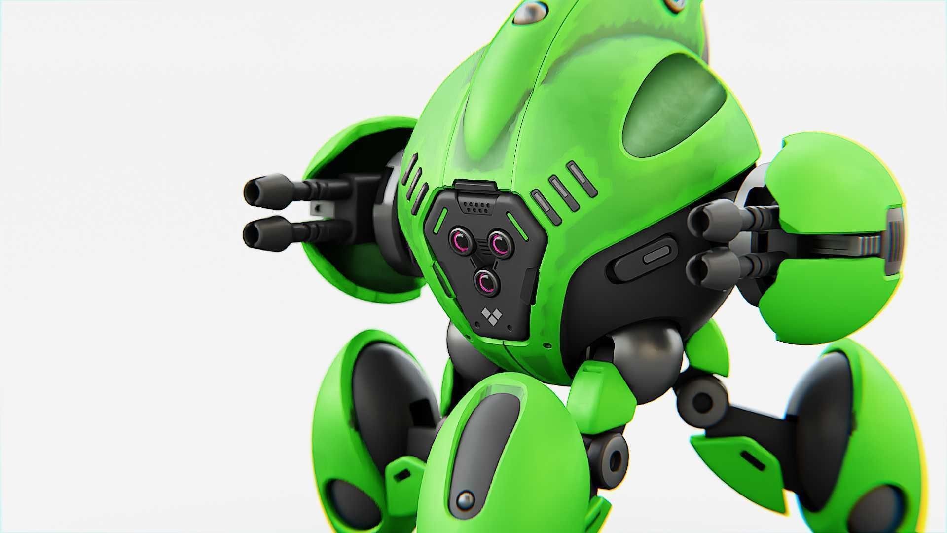 BATTLE DROID GREENGEM   RIGGED 3D model_6