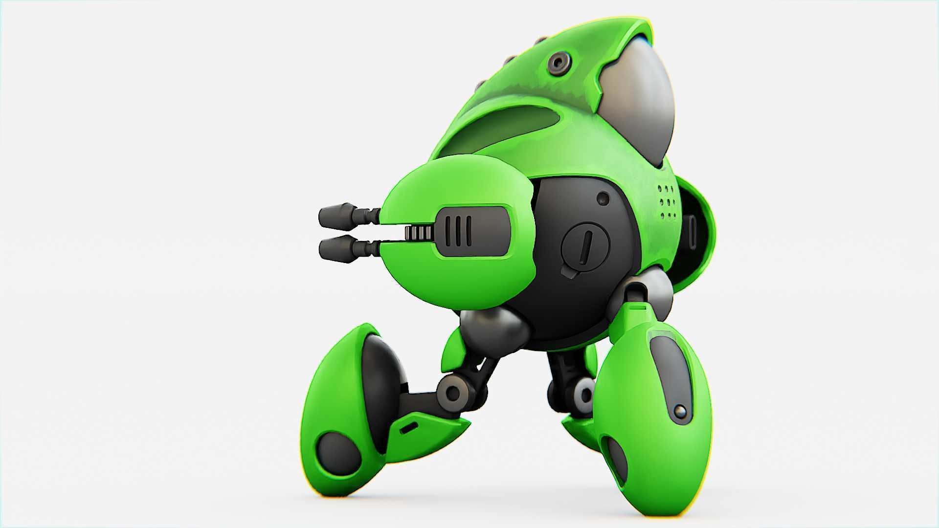 BATTLE DROID GREENGEM   RIGGED 3D model_3