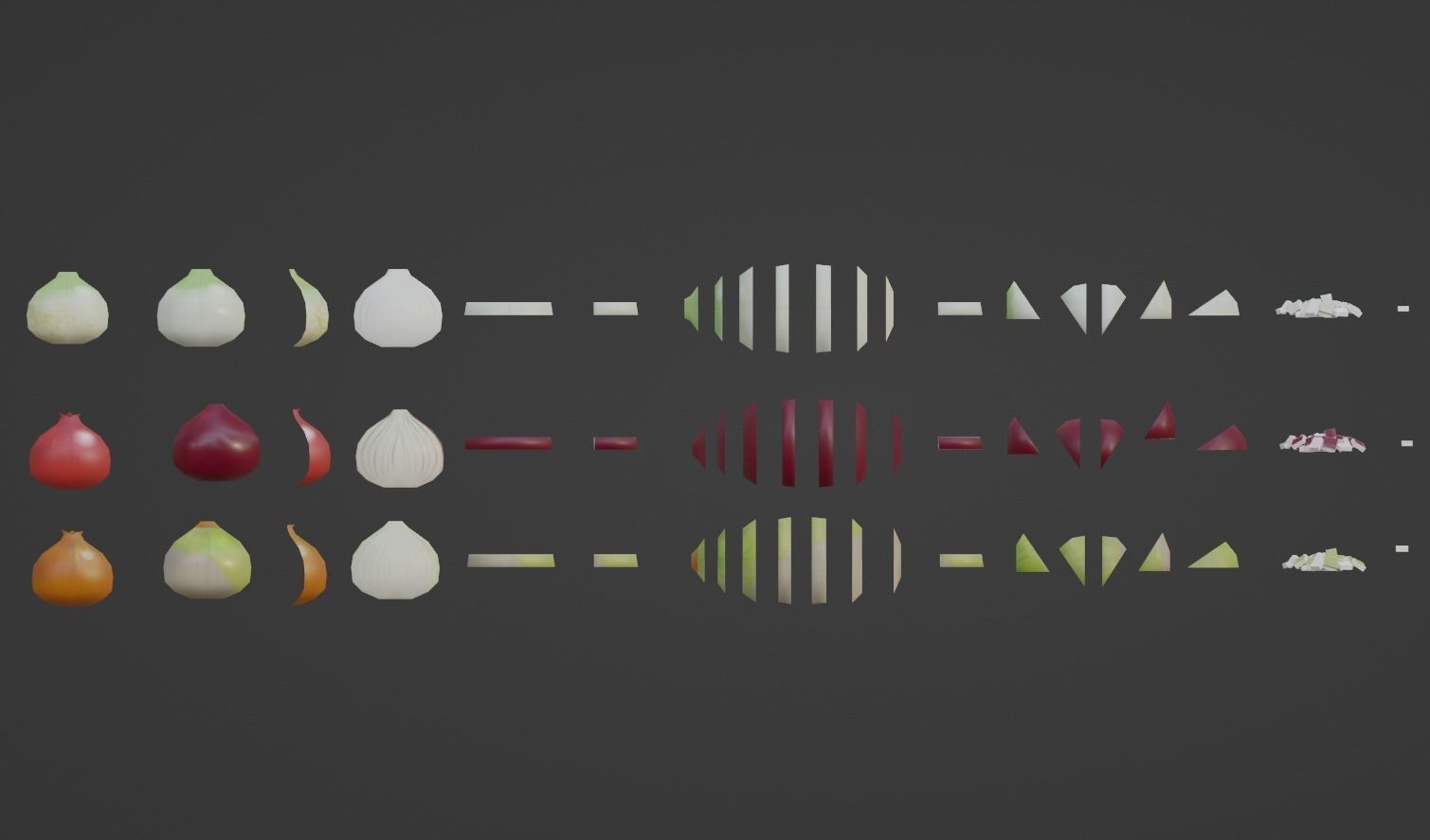 Onion growing and cooking set Low-poly 3D model_17