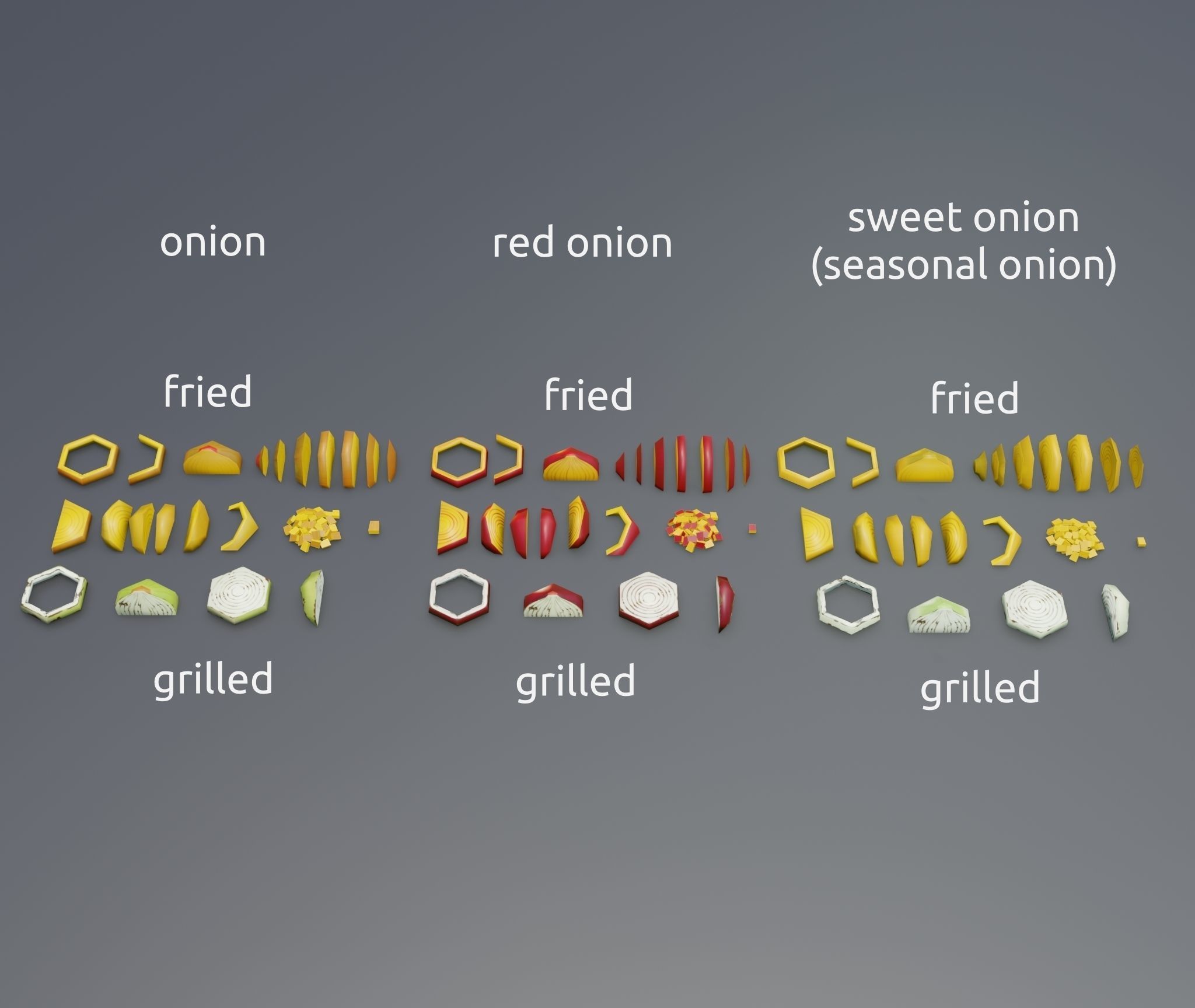 Onion growing and cooking set Low-poly 3D model_23