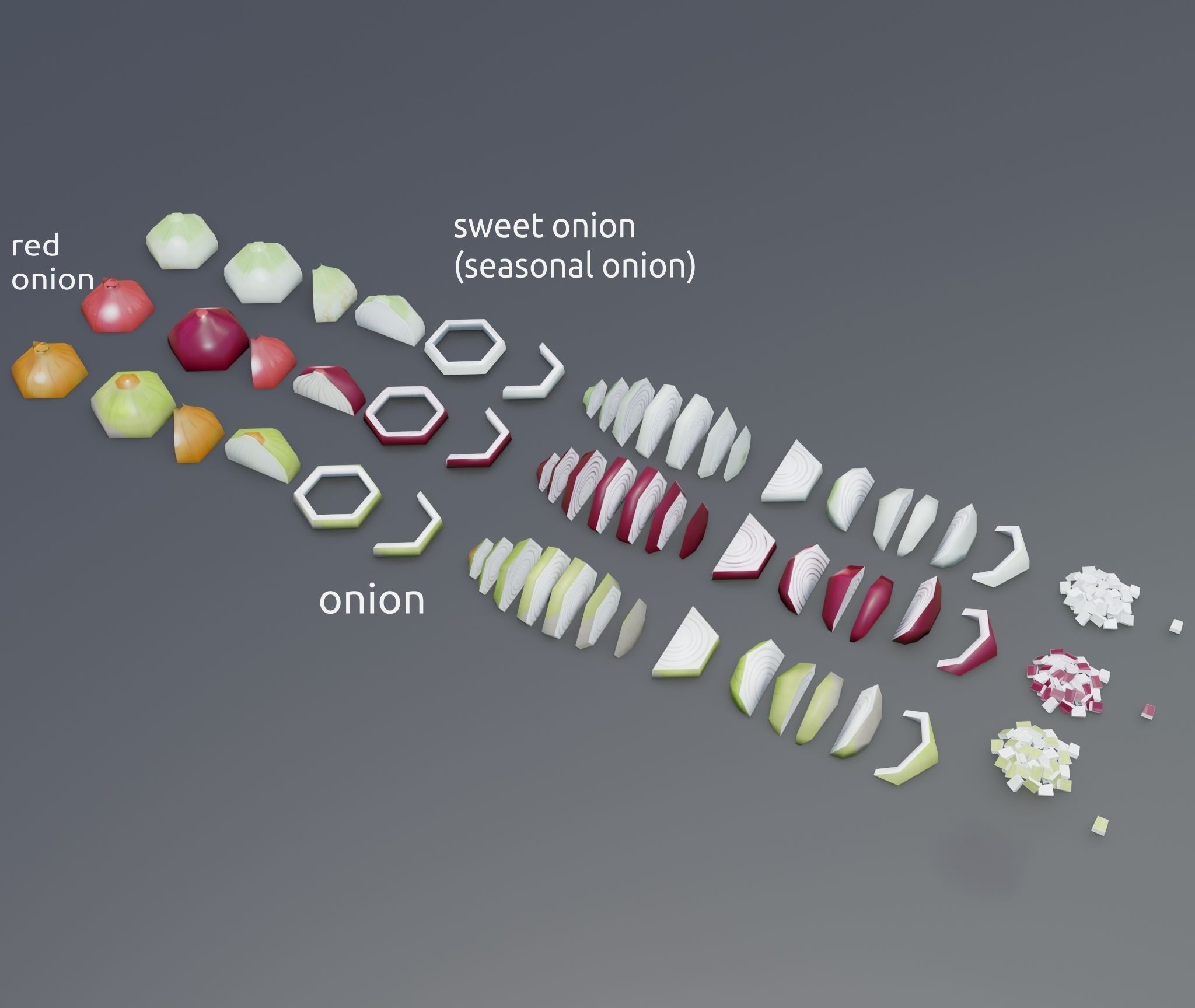 Onion growing and cooking set Low-poly 3D model_14