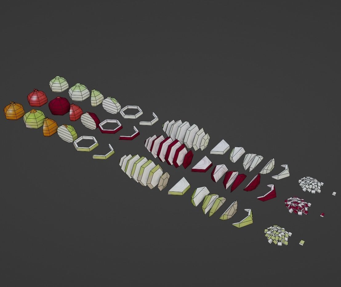 Onion growing and cooking set Low-poly 3D model_15