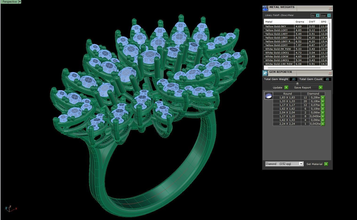 Diamond Fancy Ring Tiara 3D print model_2