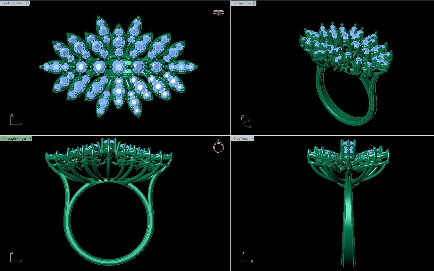 Diamond Fancy Ring Tiara 3D print model_1
