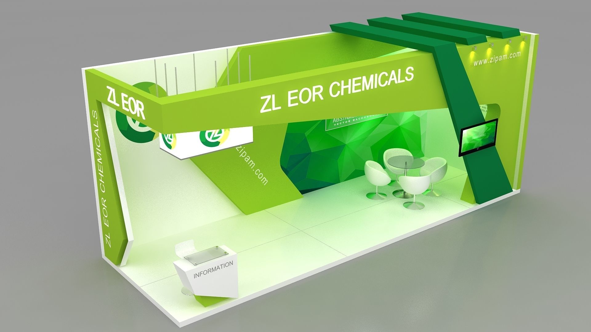 3d Exhibition design Low-poly 3D model_3