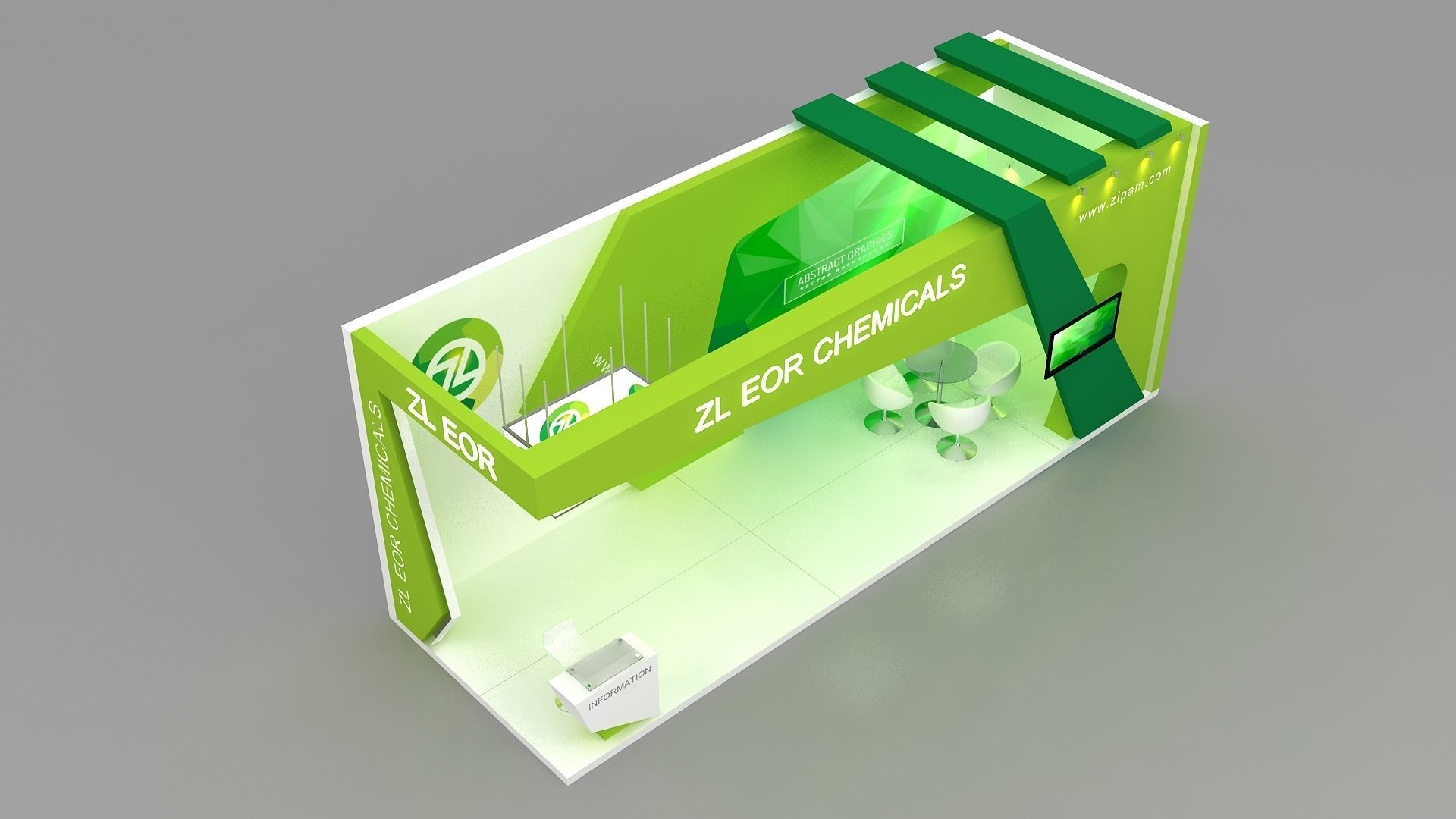 3d Exhibition design Low-poly 3D model_5