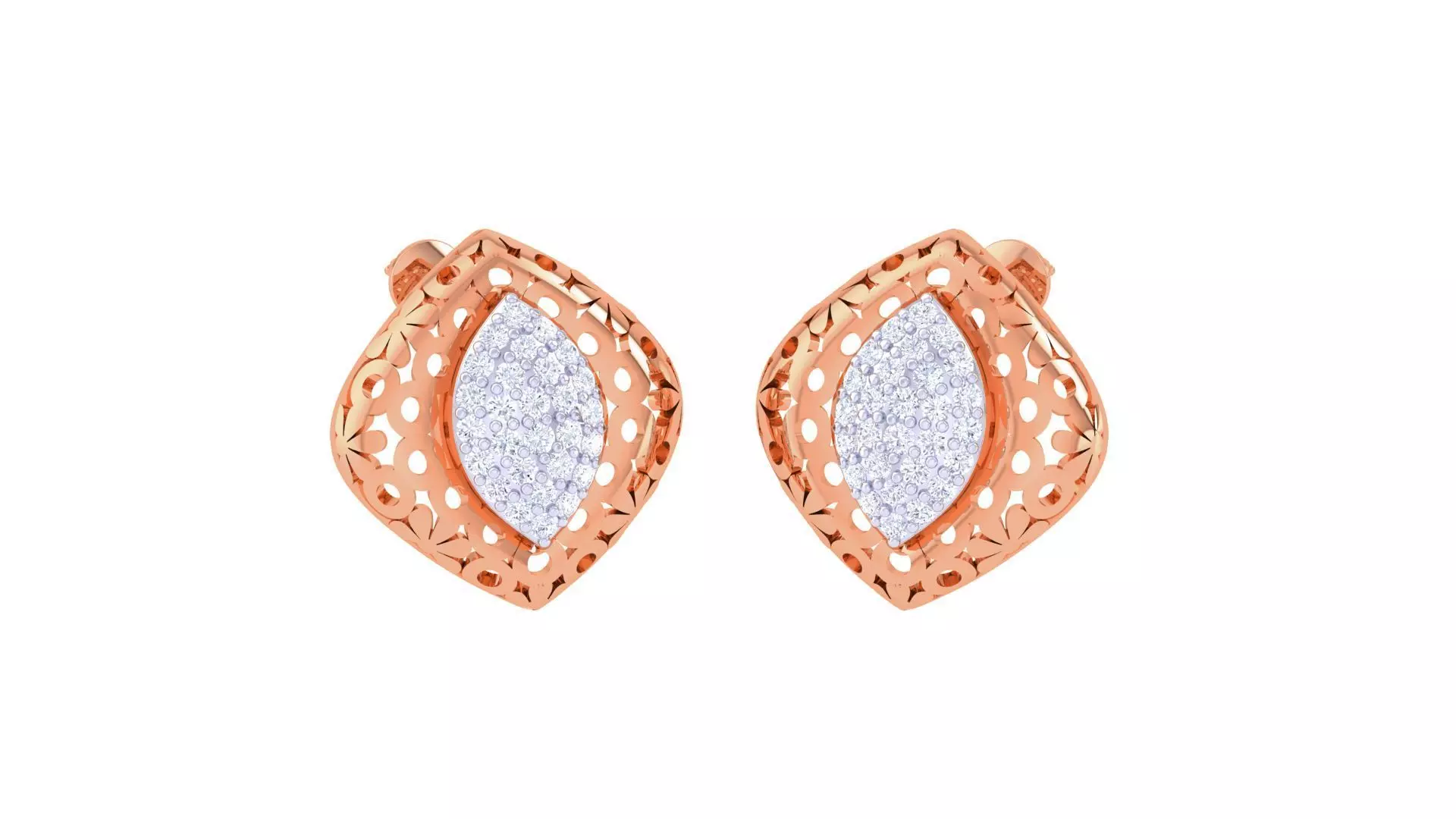 Women diamond studs Earrings 3dm renders 3D print model_0