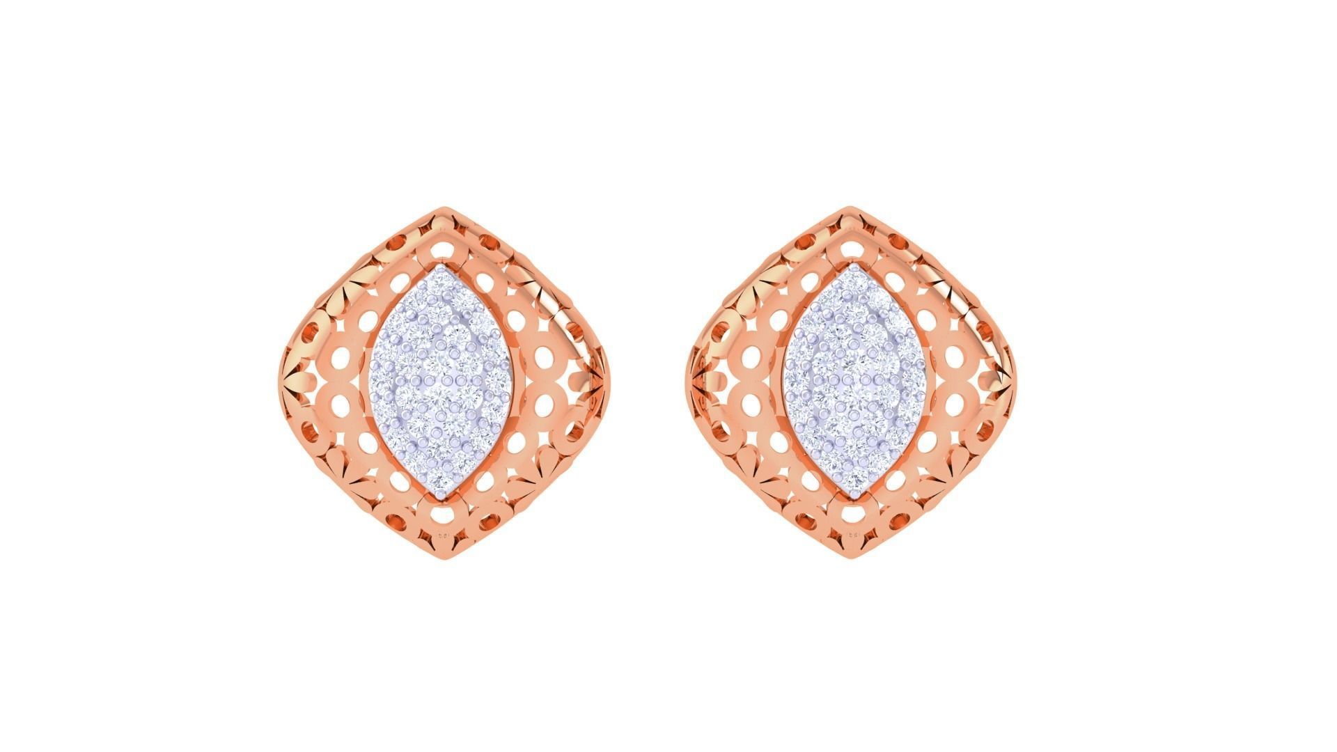 Women diamond studs Earrings 3dm renders 3D print model_3
