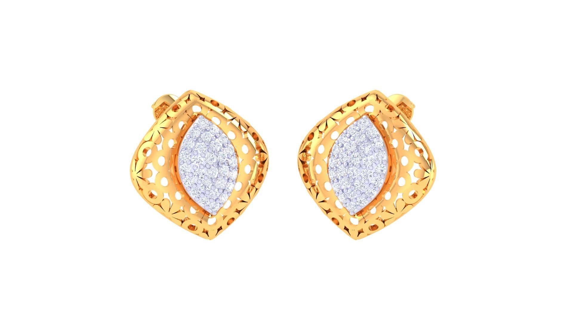 Women diamond studs Earrings 3dm renders 3D print model_1