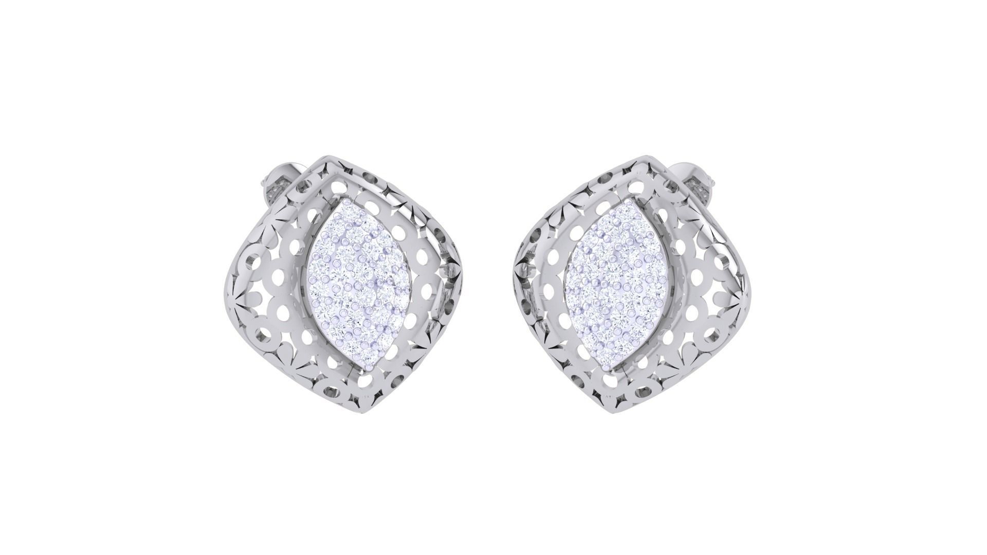 Women diamond studs Earrings 3dm renders 3D print model_2