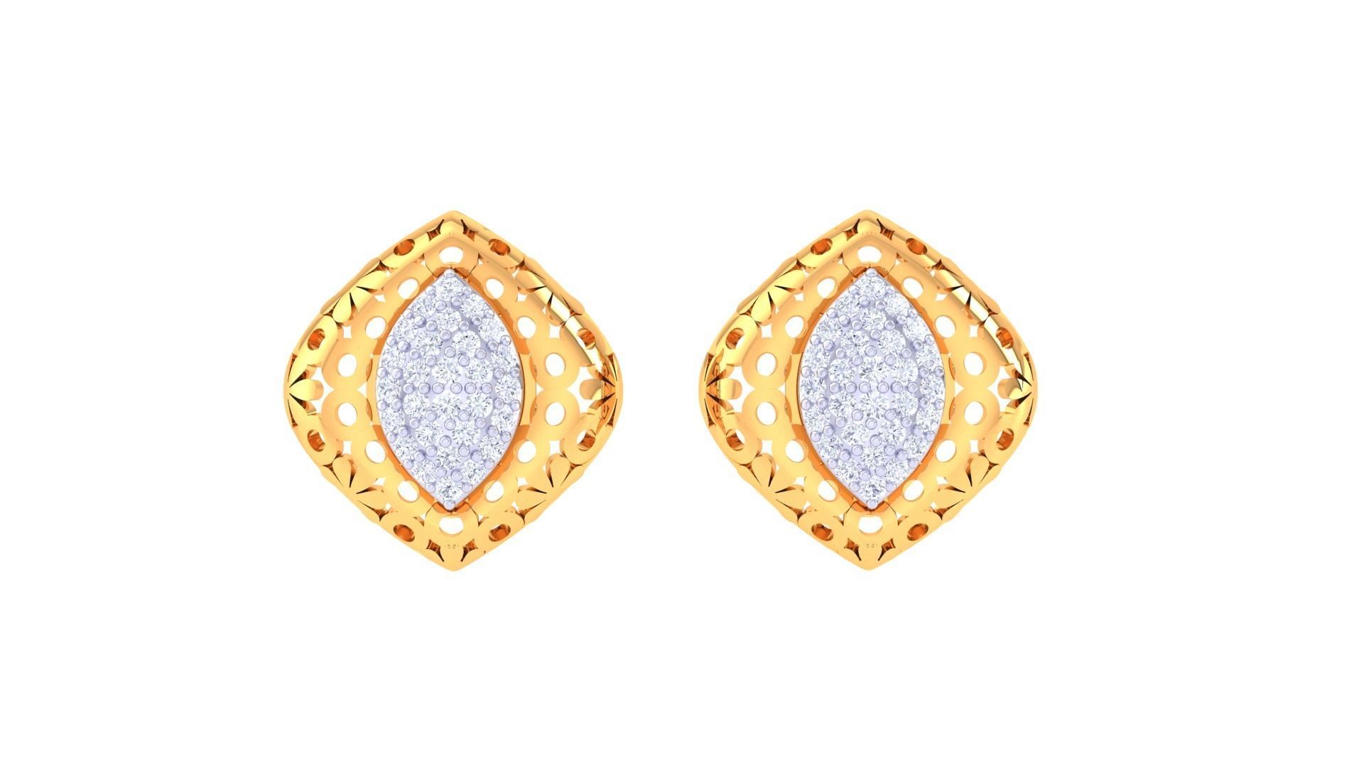 Women diamond studs Earrings 3dm renders 3D print model_5
