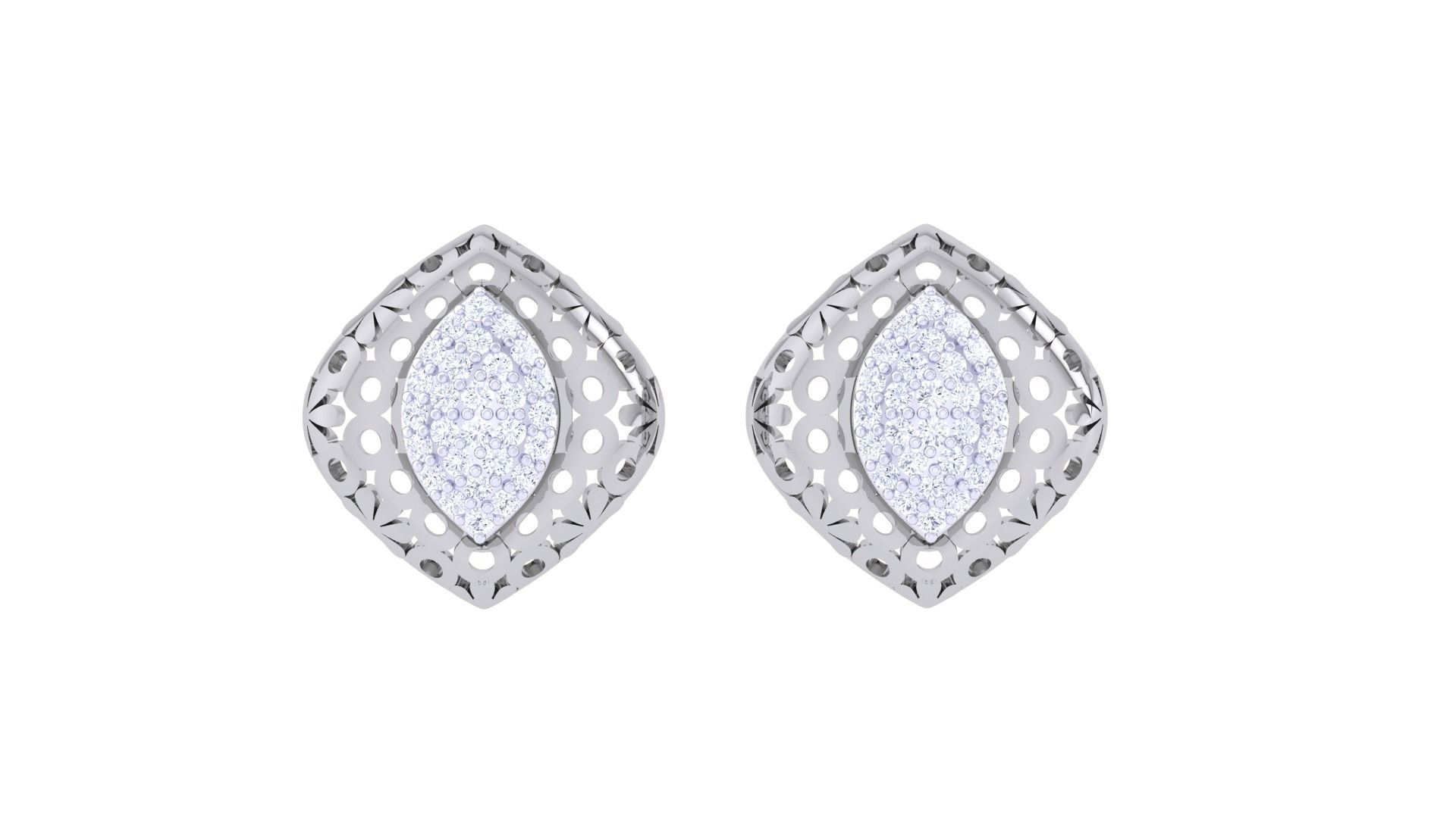 Women diamond studs Earrings 3dm renders 3D print model_4