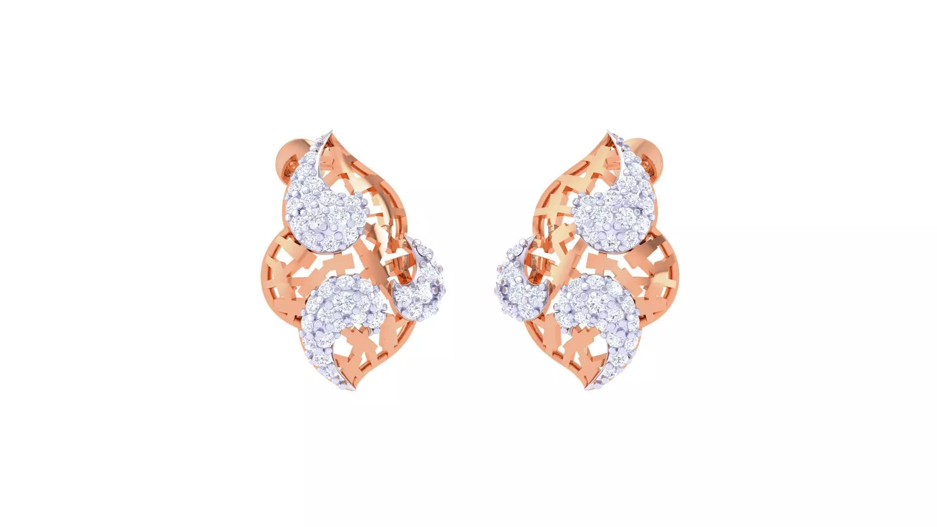 Women diamond studs Earrings 3dm renders 3D print model