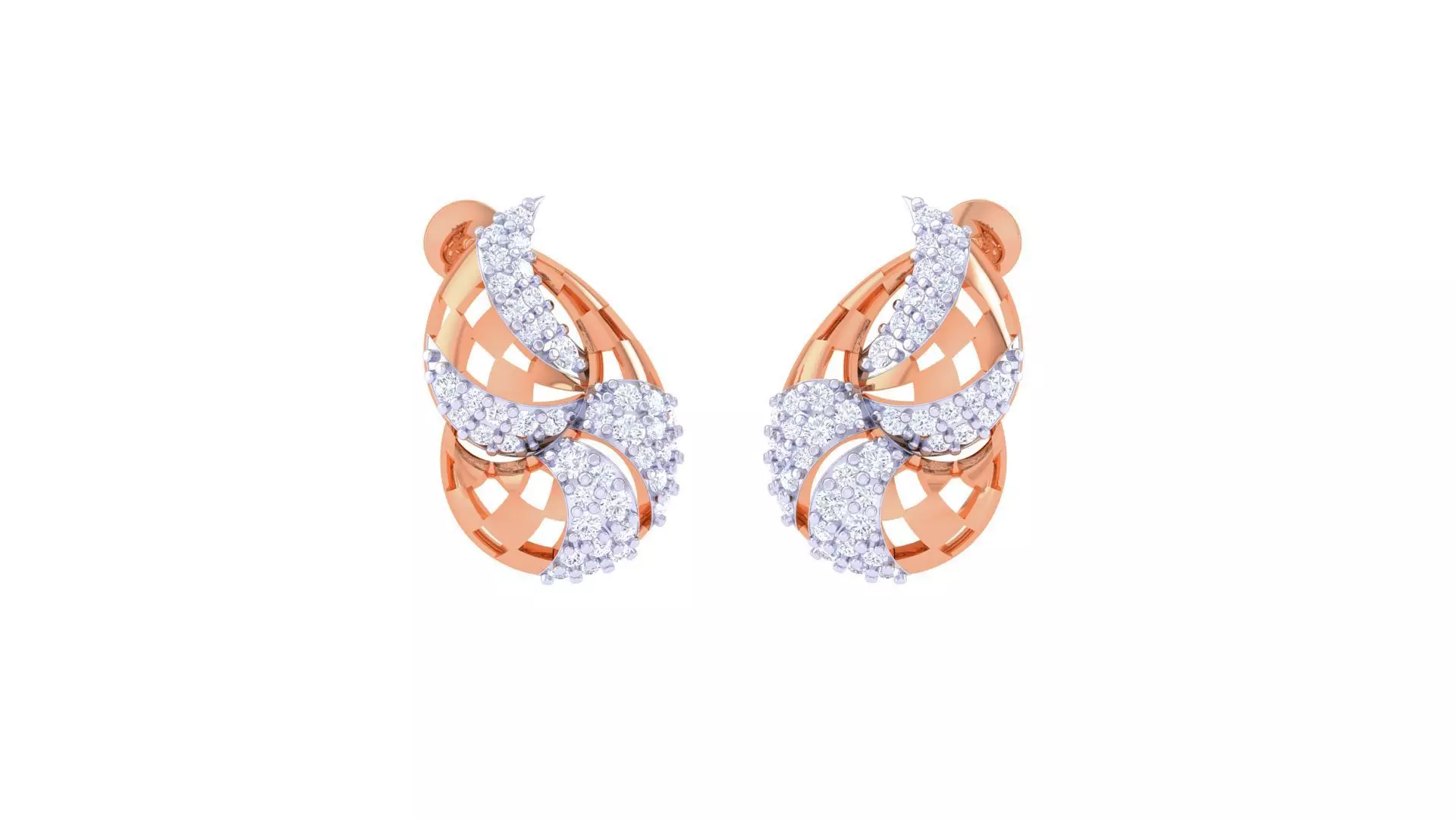 Women diamond studs Earrings 3dm renders 3D print model