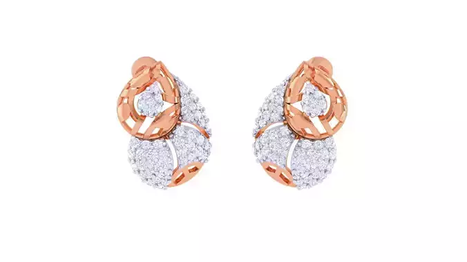 Women diamond studs Earrings 3dm renders