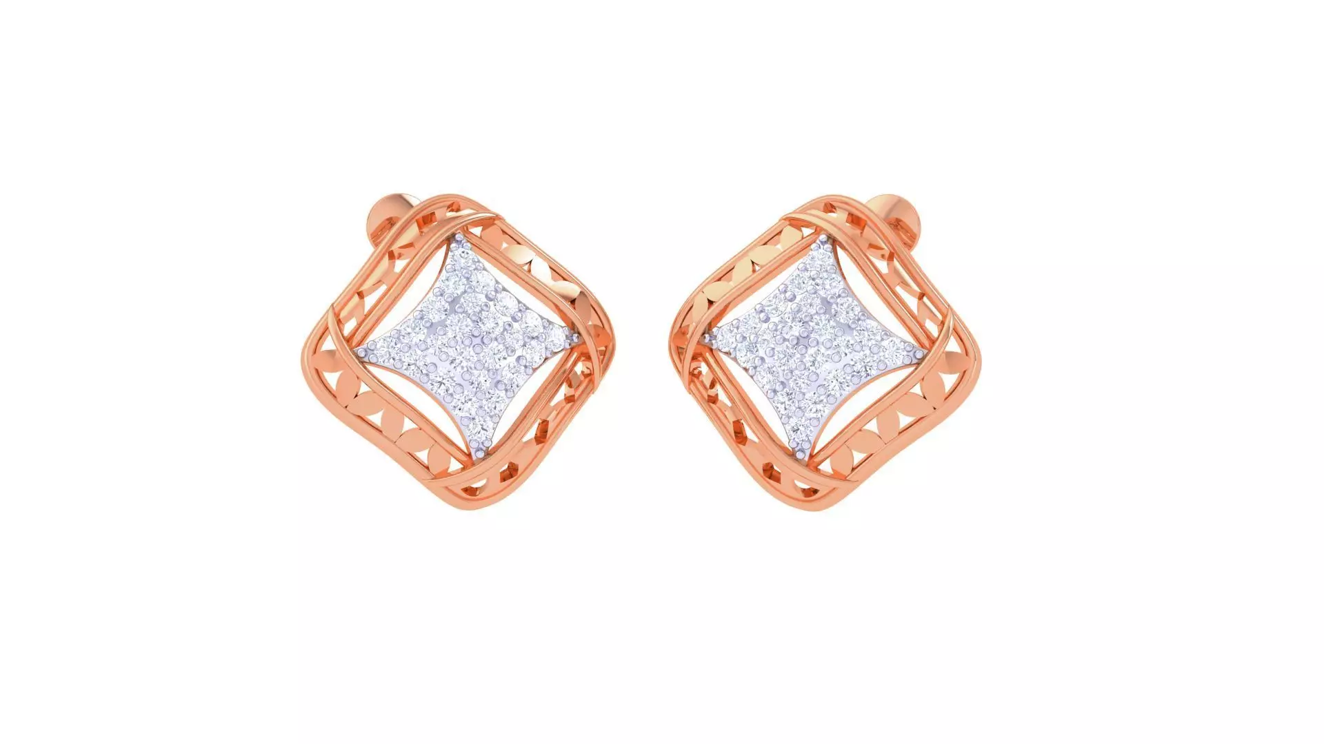 Women diamond studs Earrings 3dm renders 3D print model