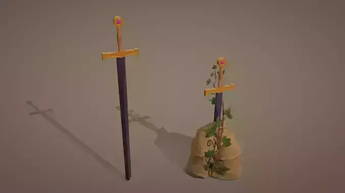 Excalibur Sword Low-poly 3D model