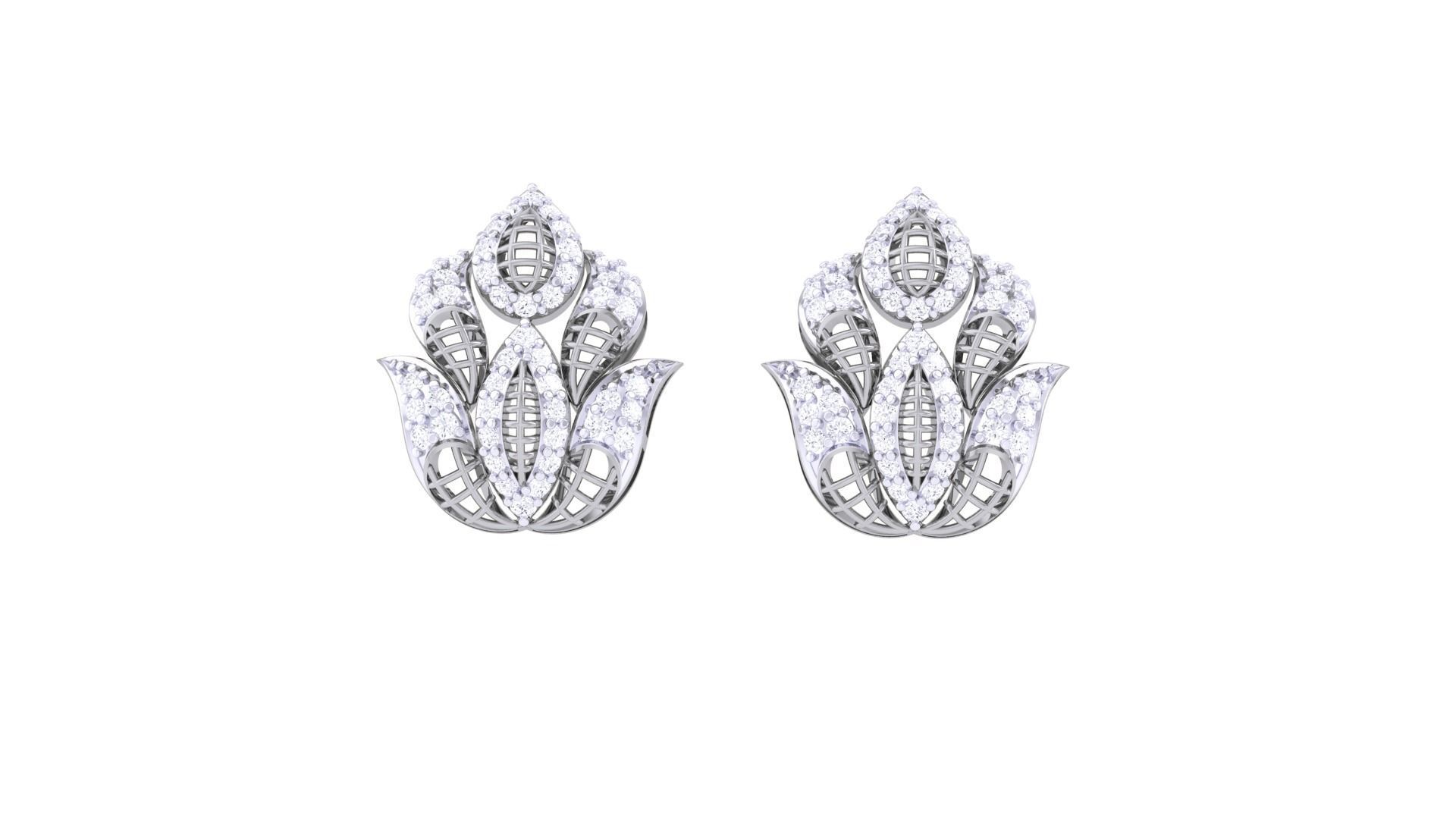 Women diamond studs Earrings 3dm renders 3D print model_8