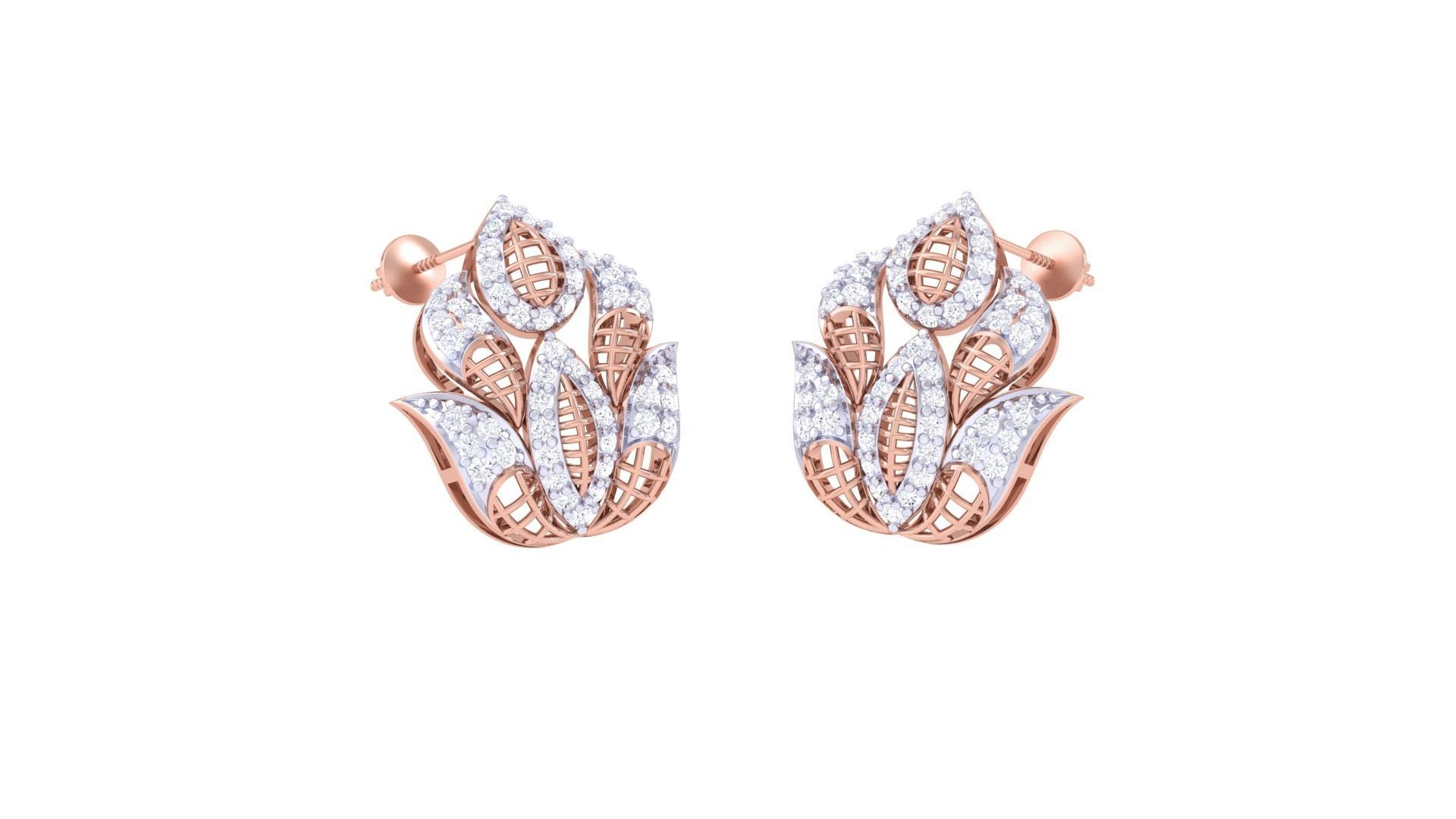 Women diamond studs Earrings 3dm renders 3D print model_2