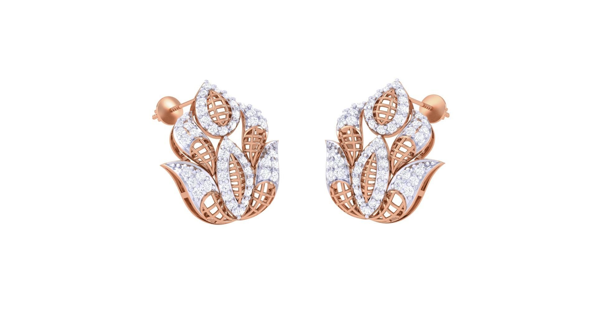 Women diamond studs Earrings 3dm renders 3D print model_3