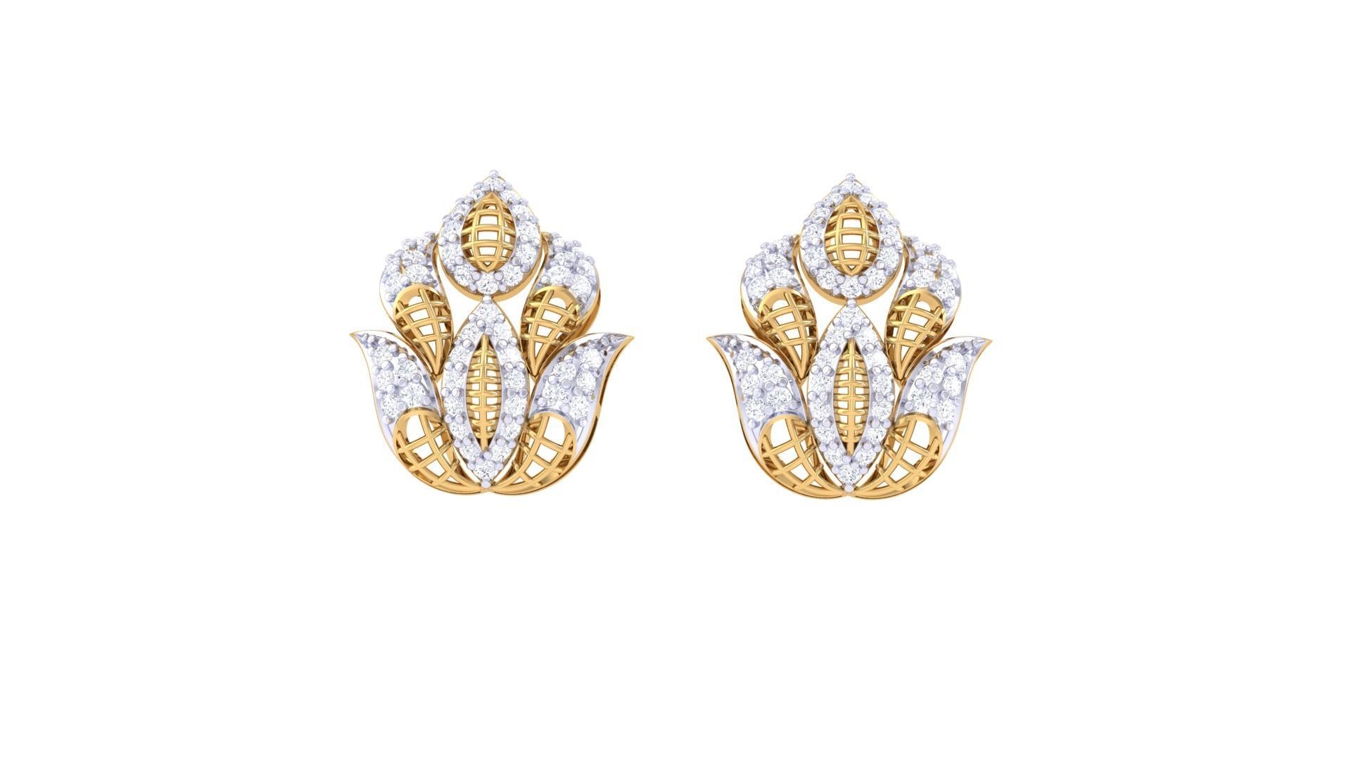 Women diamond studs Earrings 3dm renders 3D print model_6