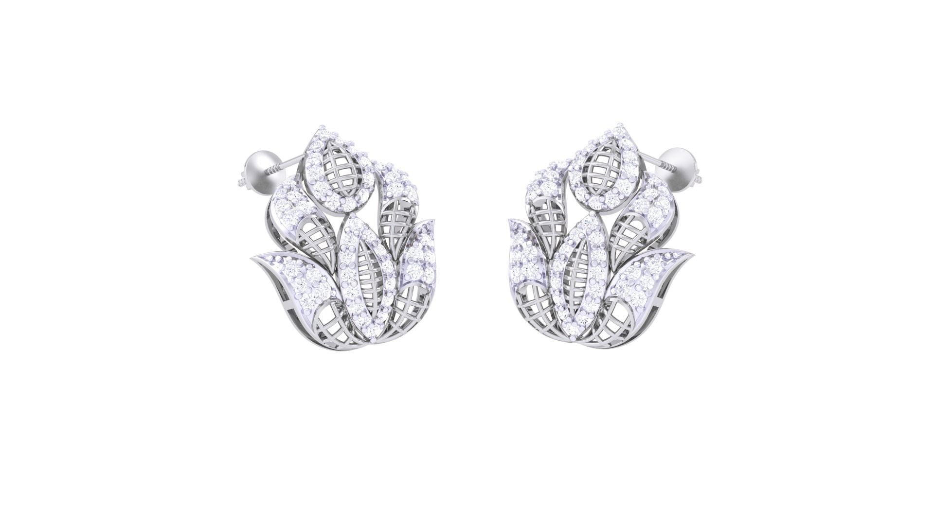 Women diamond studs Earrings 3dm renders 3D print model_1