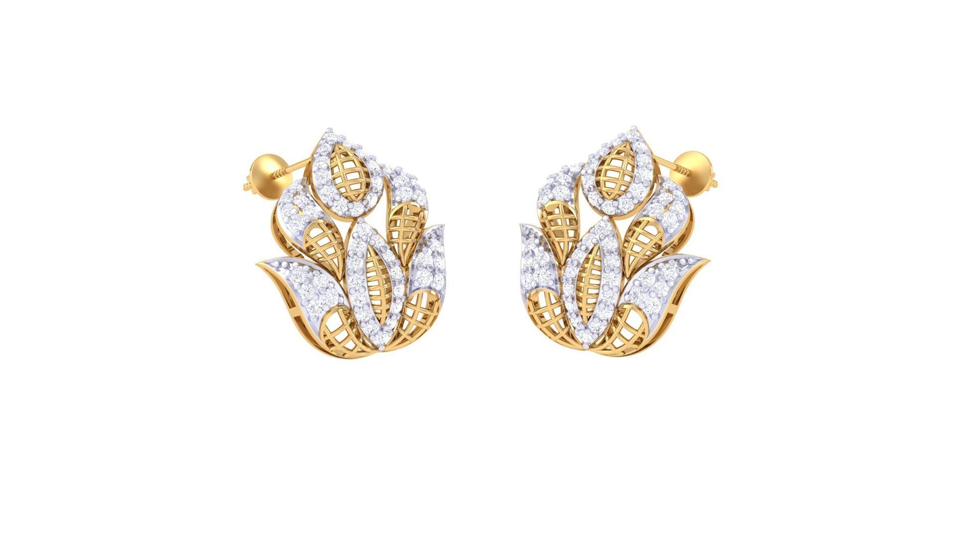 Women diamond studs Earrings 3dm renders 3D print model_5