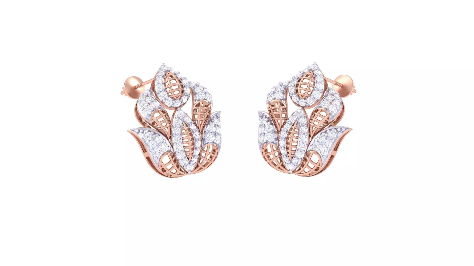 Women diamond studs Earrings 3dm renders 3D print model_0