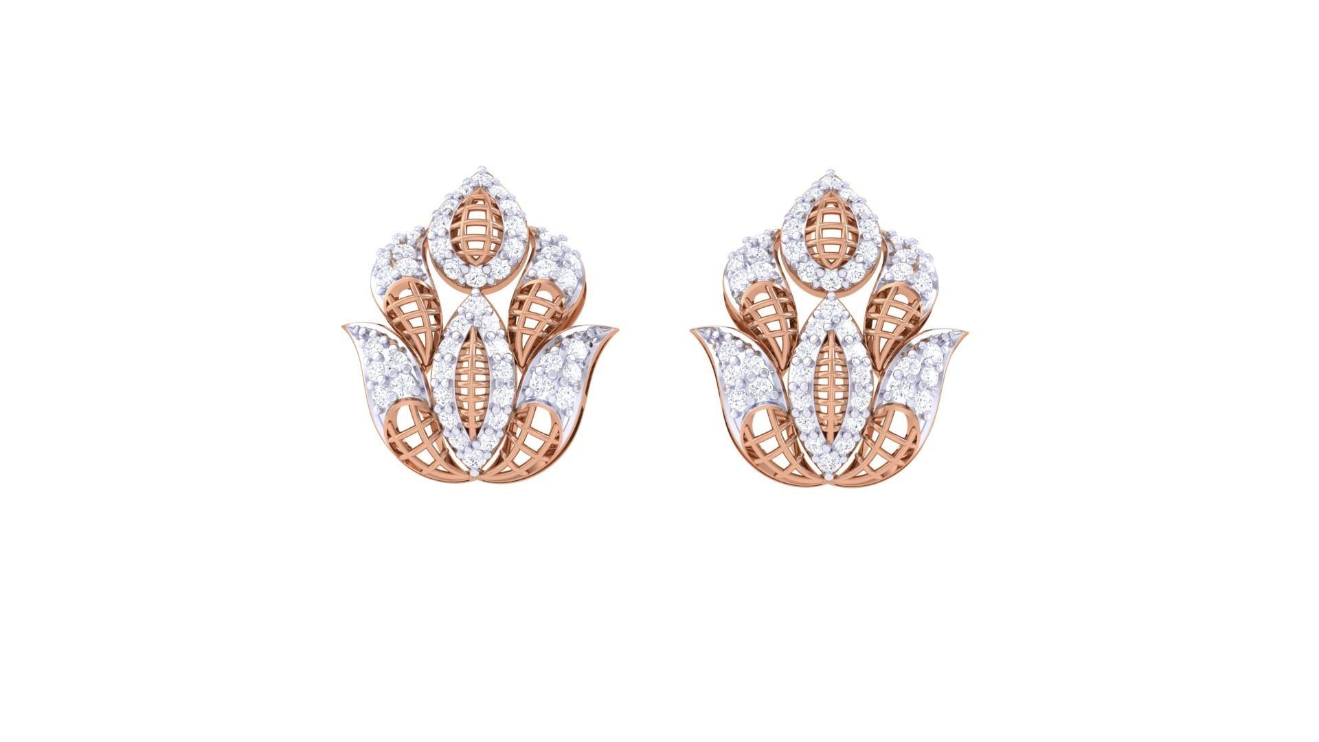 Women diamond studs Earrings 3dm renders 3D print model_7