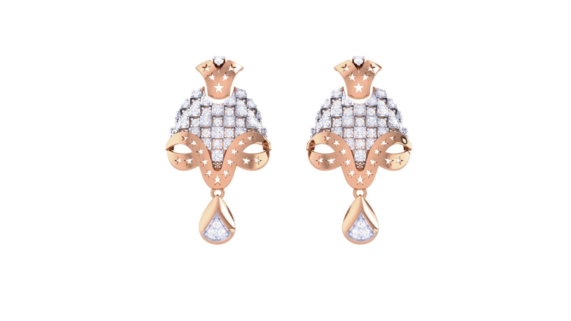 Women diamond studs Earrings 3dm renders 3D print model_7