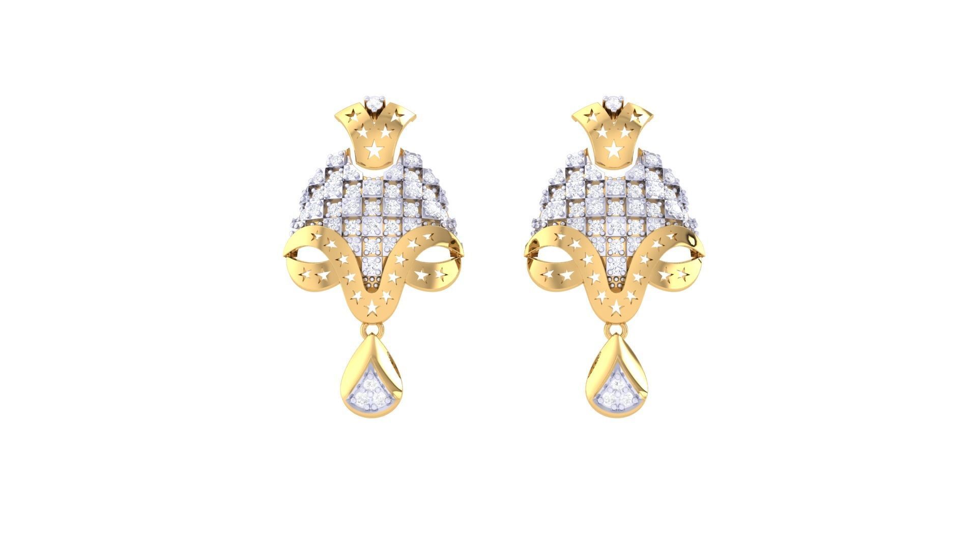 Women diamond studs Earrings 3dm renders 3D print model_6