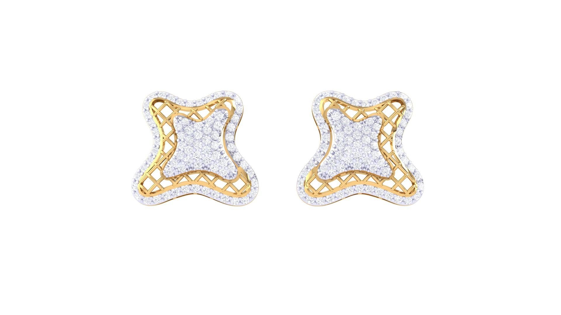 Women diamond studs Earrings 3dm renders 3D print model_6