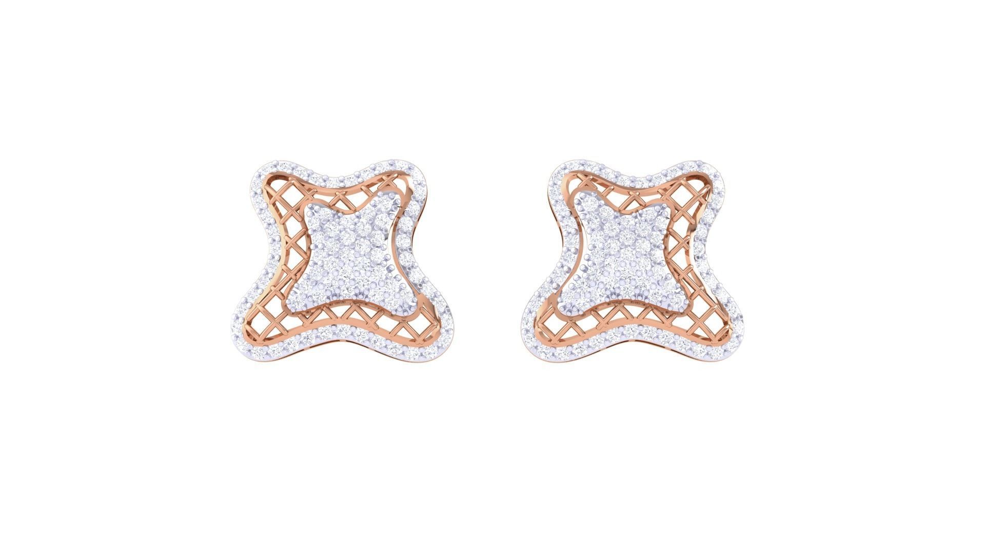 Women diamond studs Earrings 3dm renders 3D print model_8