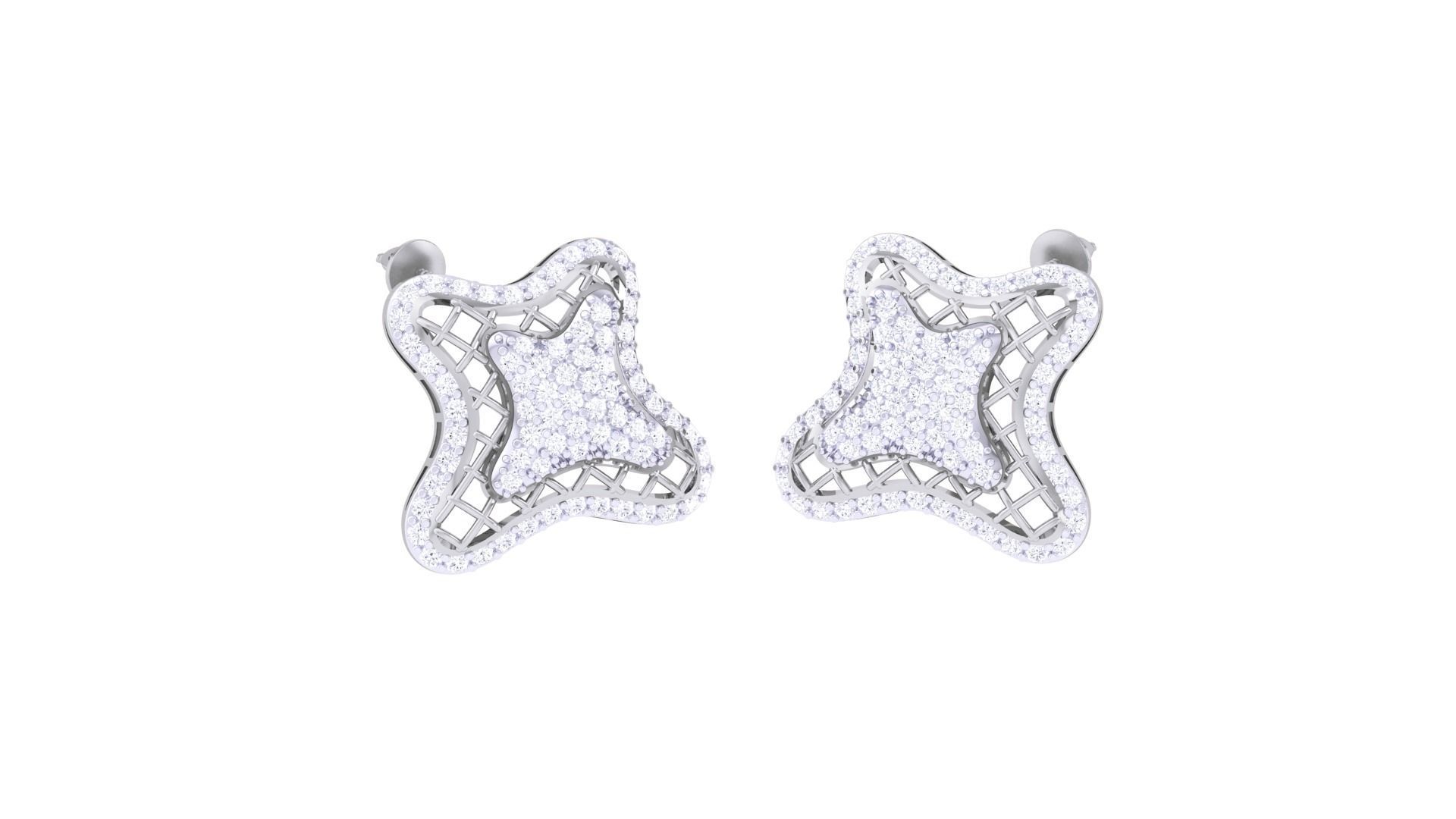 Women diamond studs Earrings 3dm renders 3D print model_2
