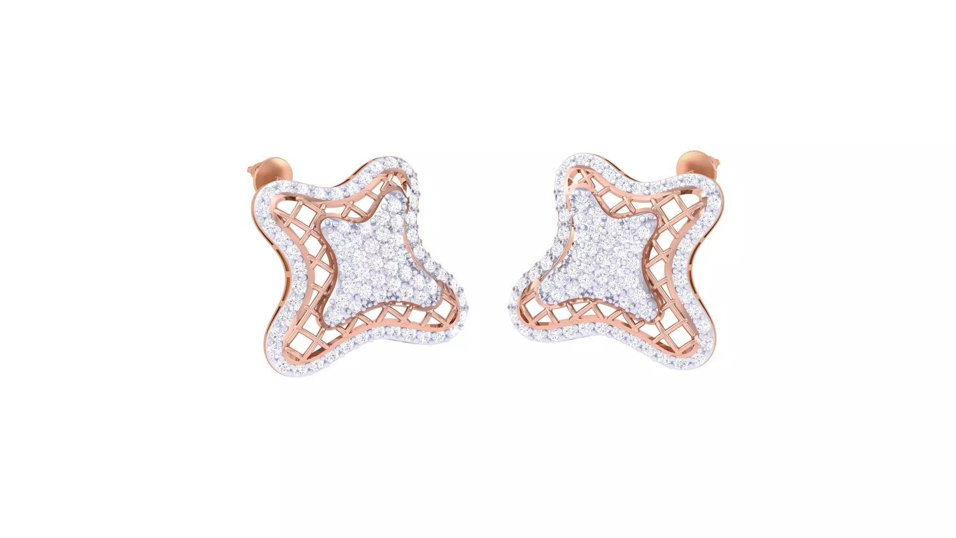 Women diamond studs Earrings 3dm renders 3D print model_0