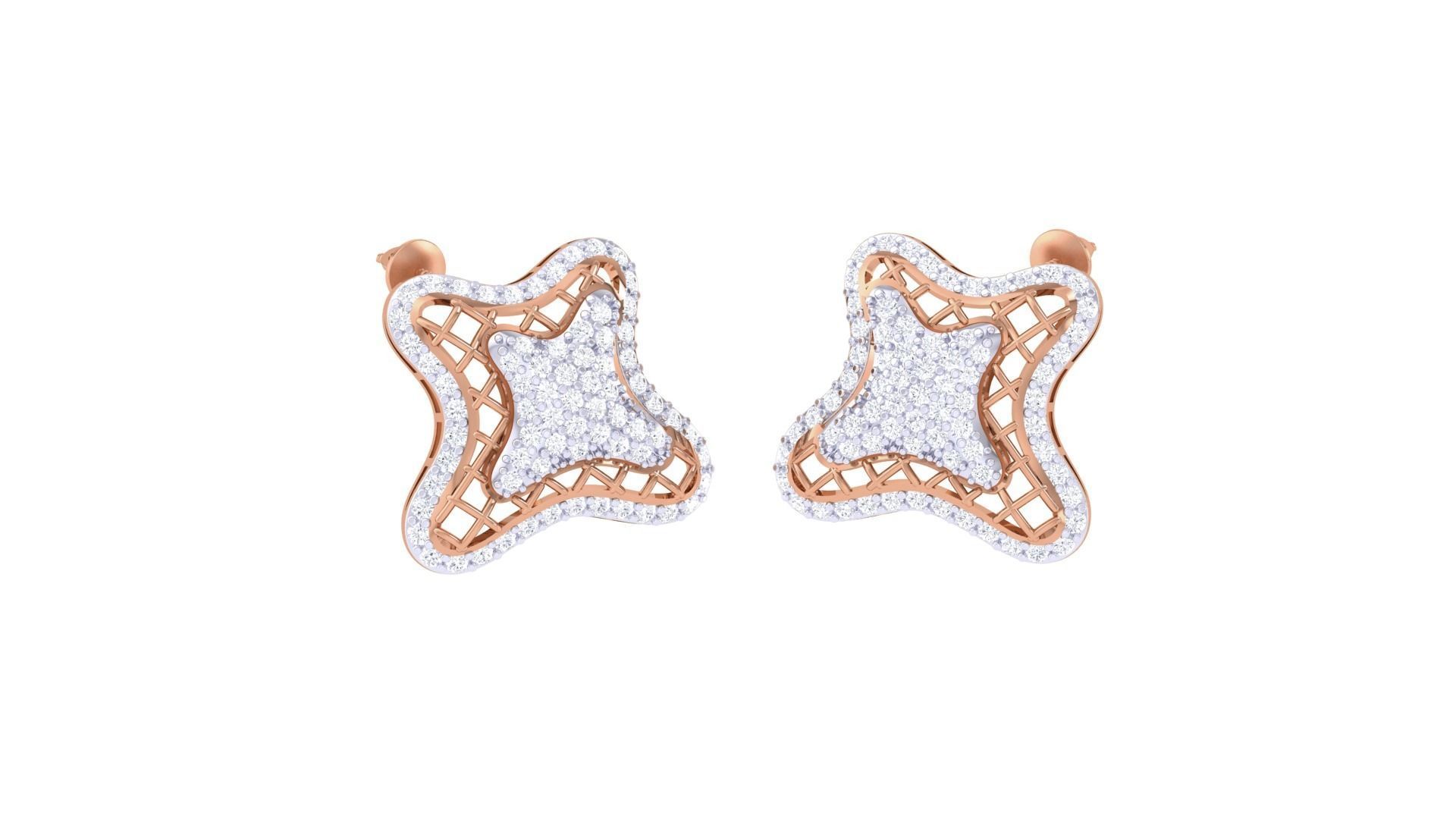Women diamond studs Earrings 3dm renders 3D print model_5