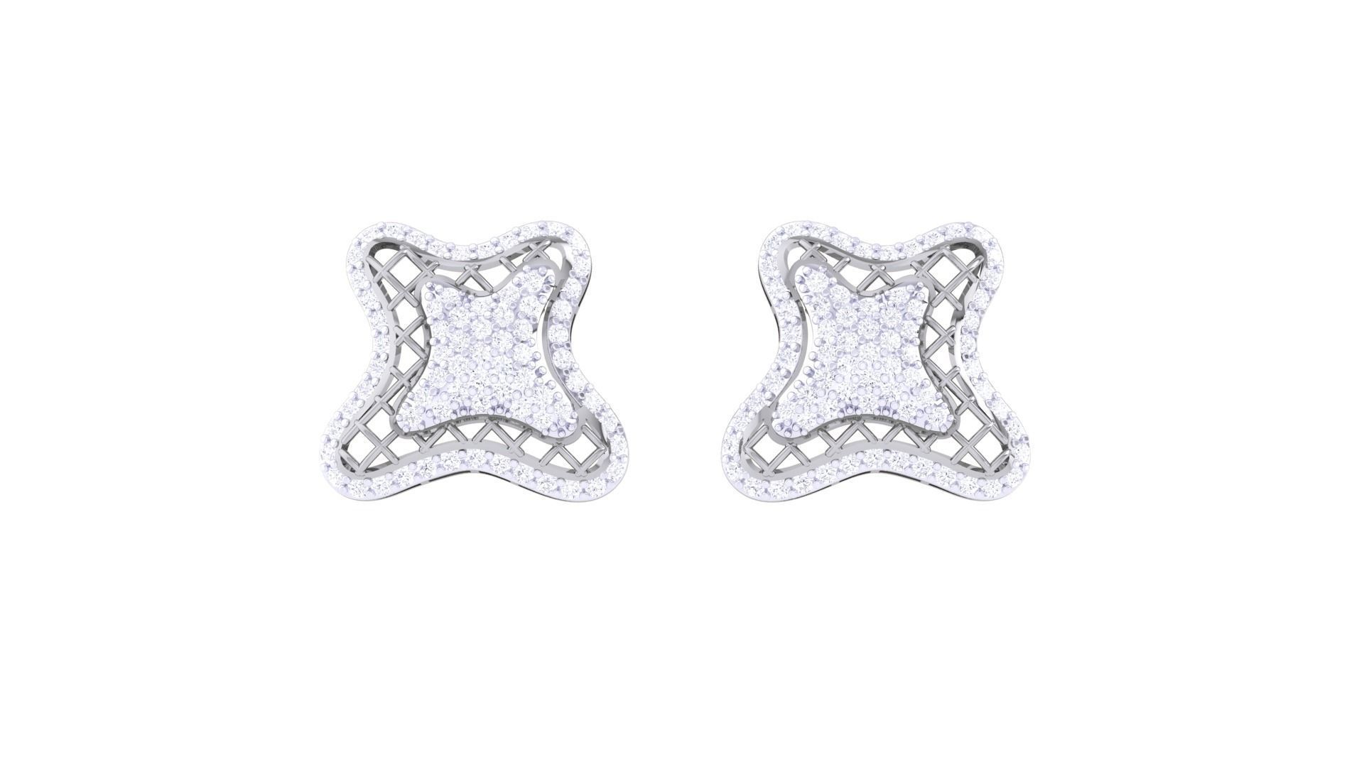 Women diamond studs Earrings 3dm renders 3D print model_7