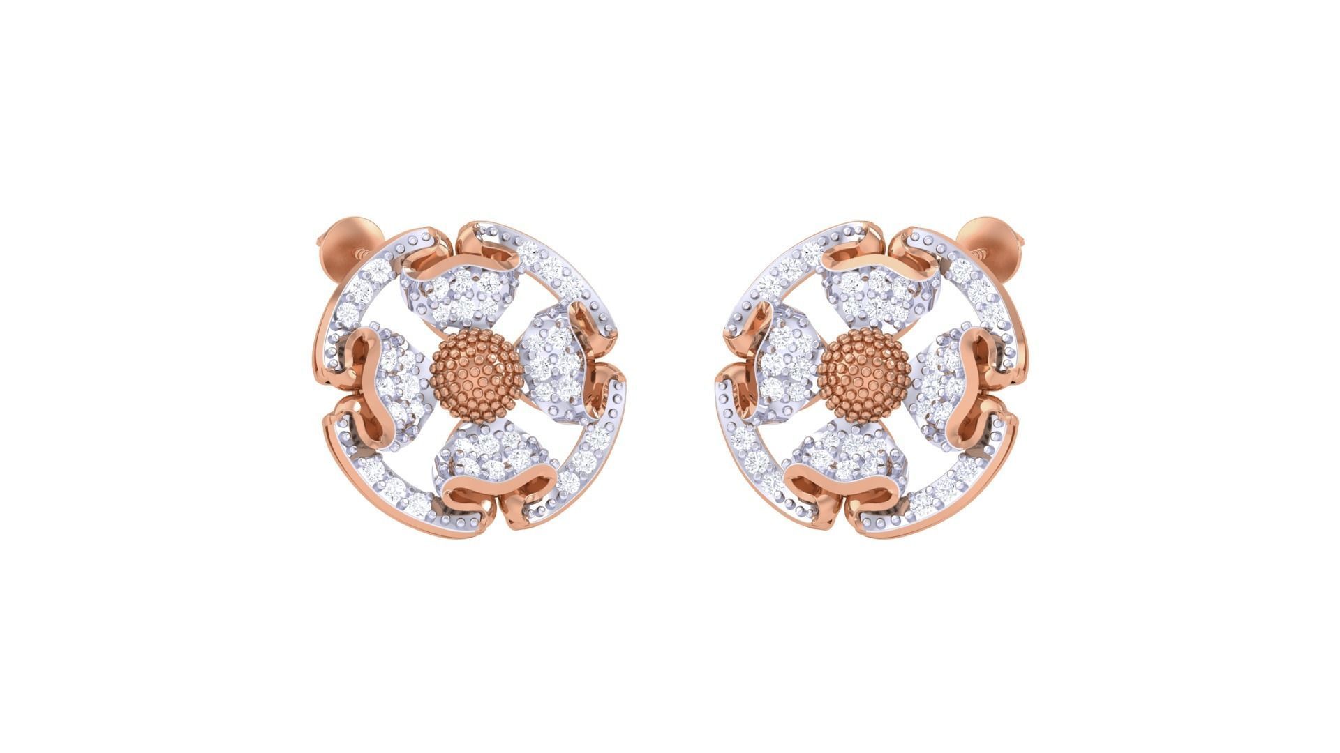 Women diamond studs Earrings 3dm renders 3D print model_4