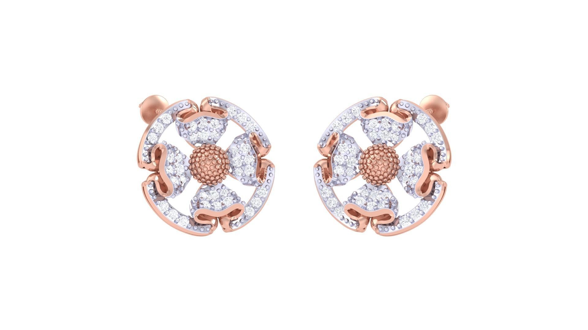 Women diamond studs Earrings 3dm renders 3D print model_2