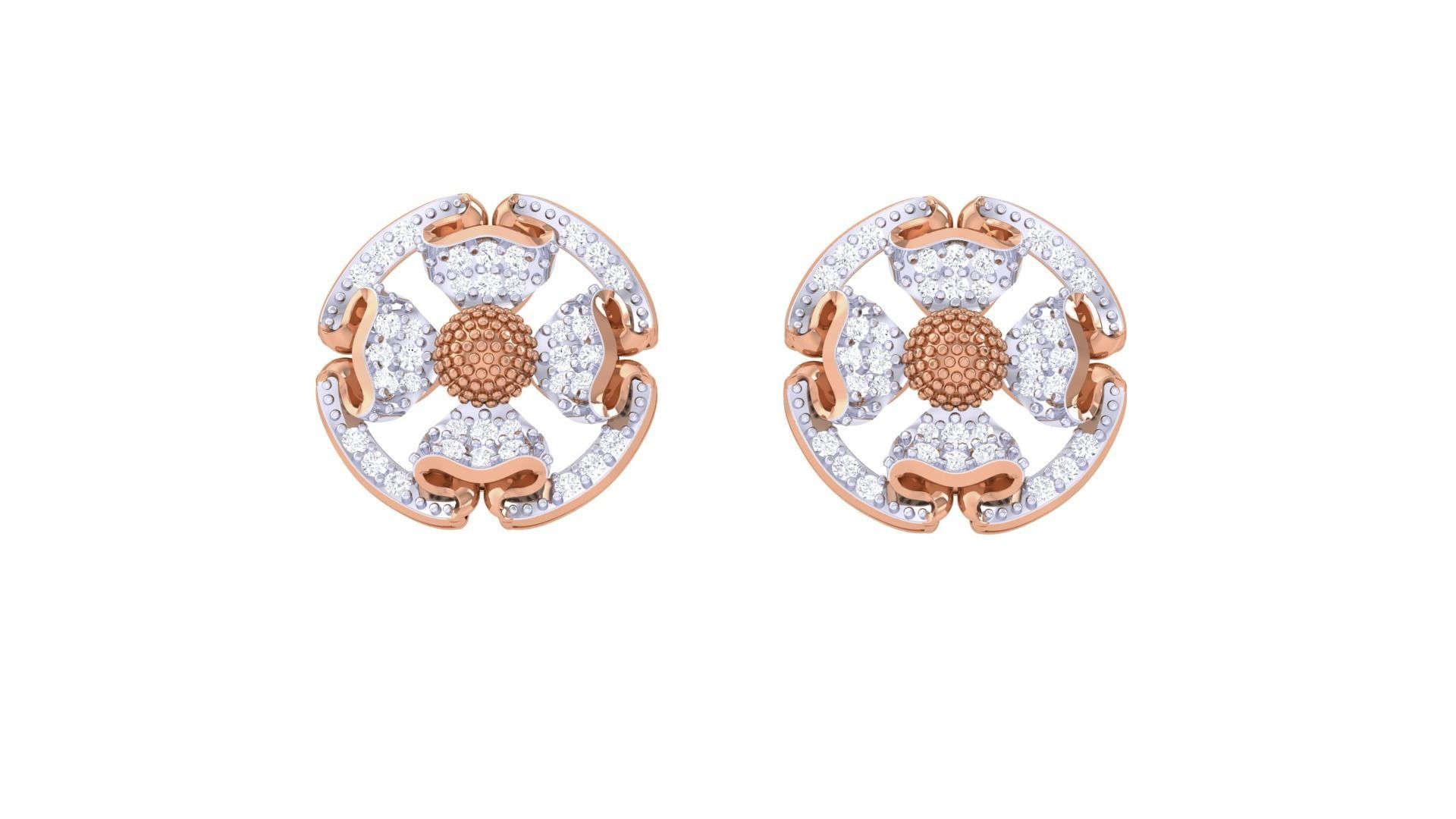 Women diamond studs Earrings 3dm renders 3D print model_8