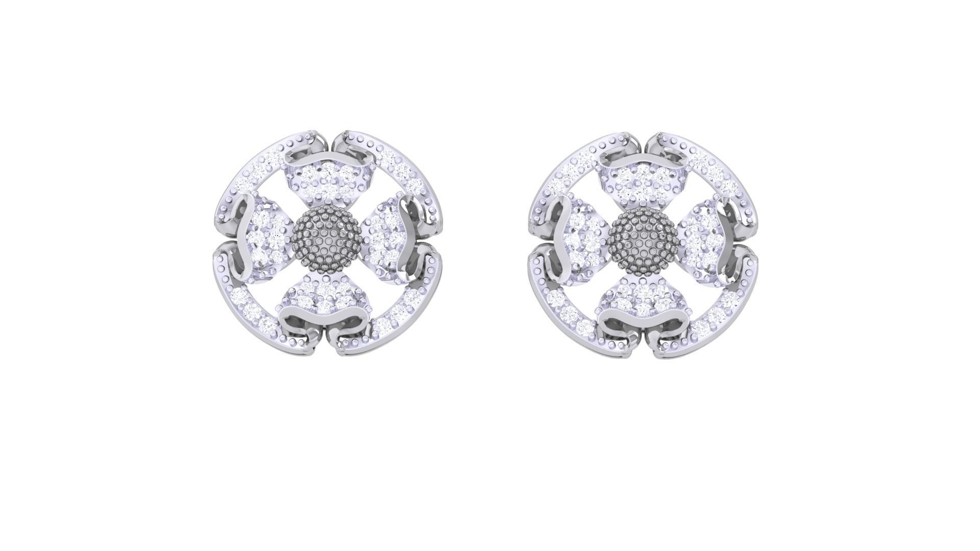 Women diamond studs Earrings 3dm renders 3D print model_7