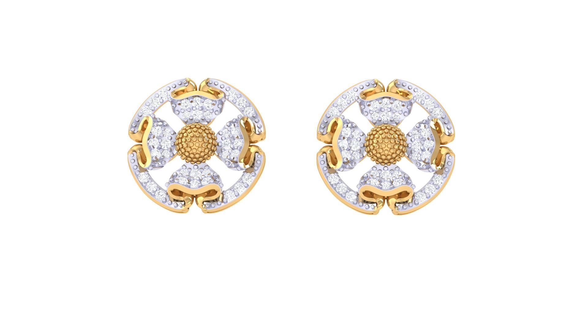 Women diamond studs Earrings 3dm renders 3D print model_6