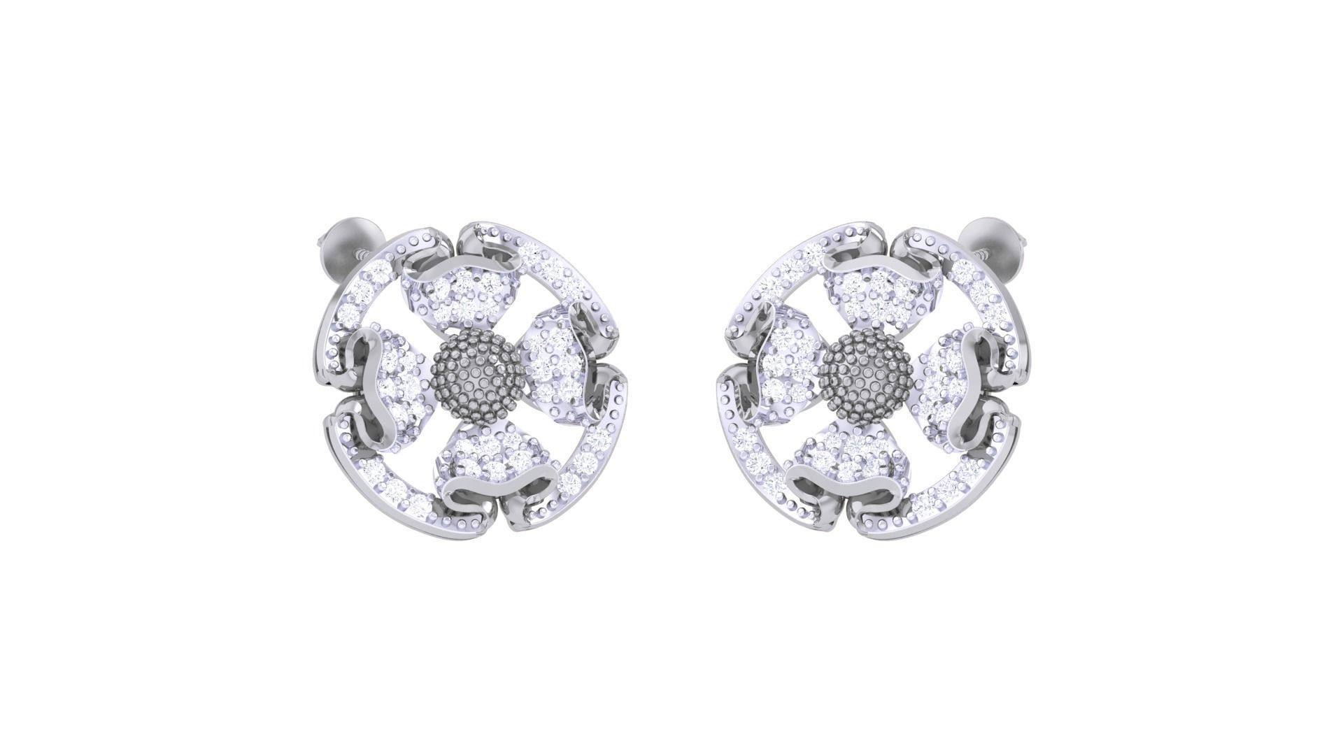 Women diamond studs Earrings 3dm renders 3D print model_5