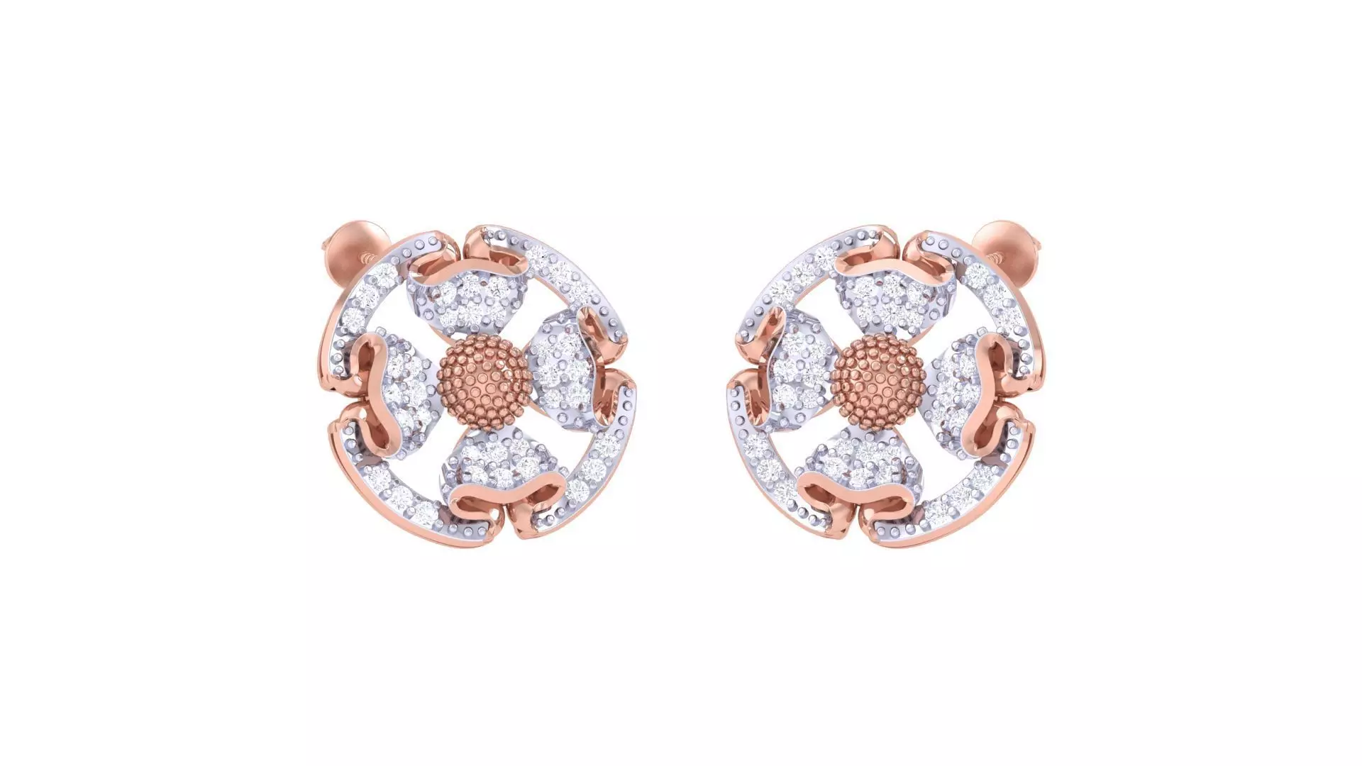 Women diamond studs Earrings 3dm renders 3D print model_0