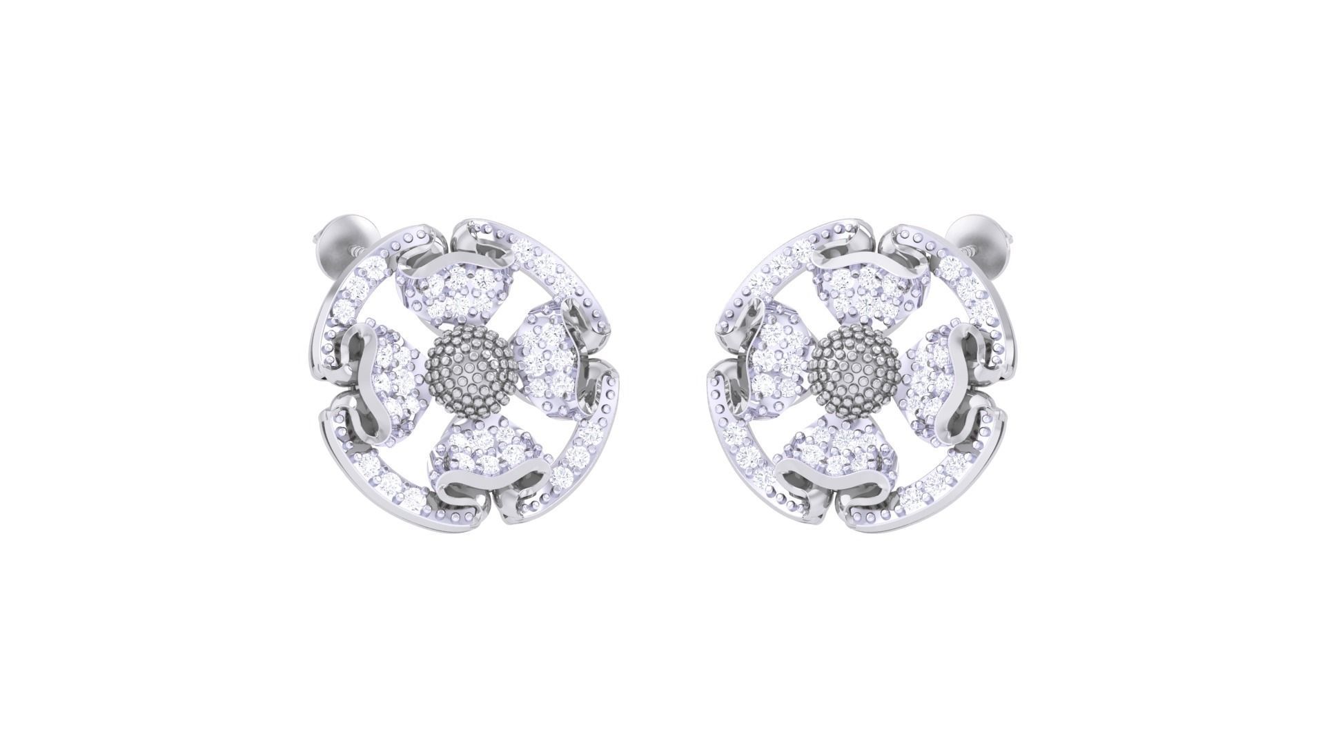 Women diamond studs Earrings 3dm renders 3D print model_1